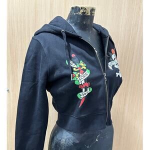 Ed Hardy, Y2k, Womens, Zip Up, Hoodie, Love Kills, Black, Large, Jacket